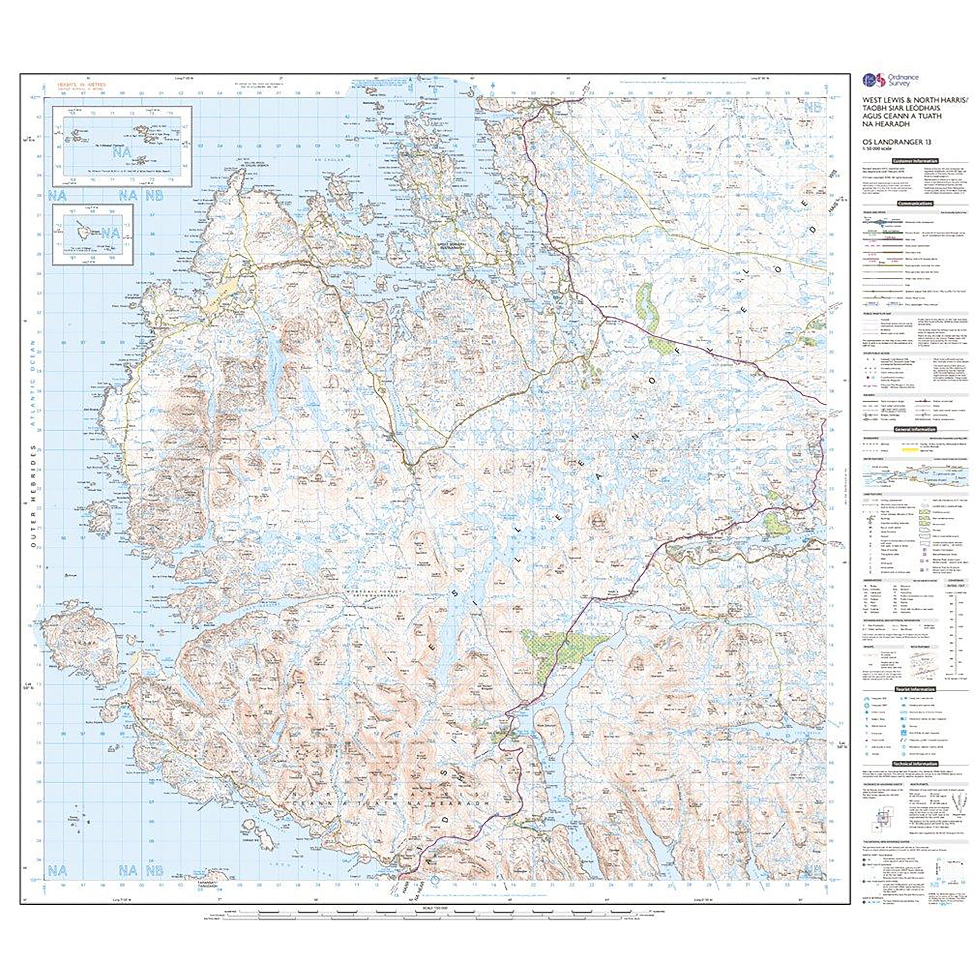 Landranger Active 13 West Lewis & North Harris Map With Digital Version