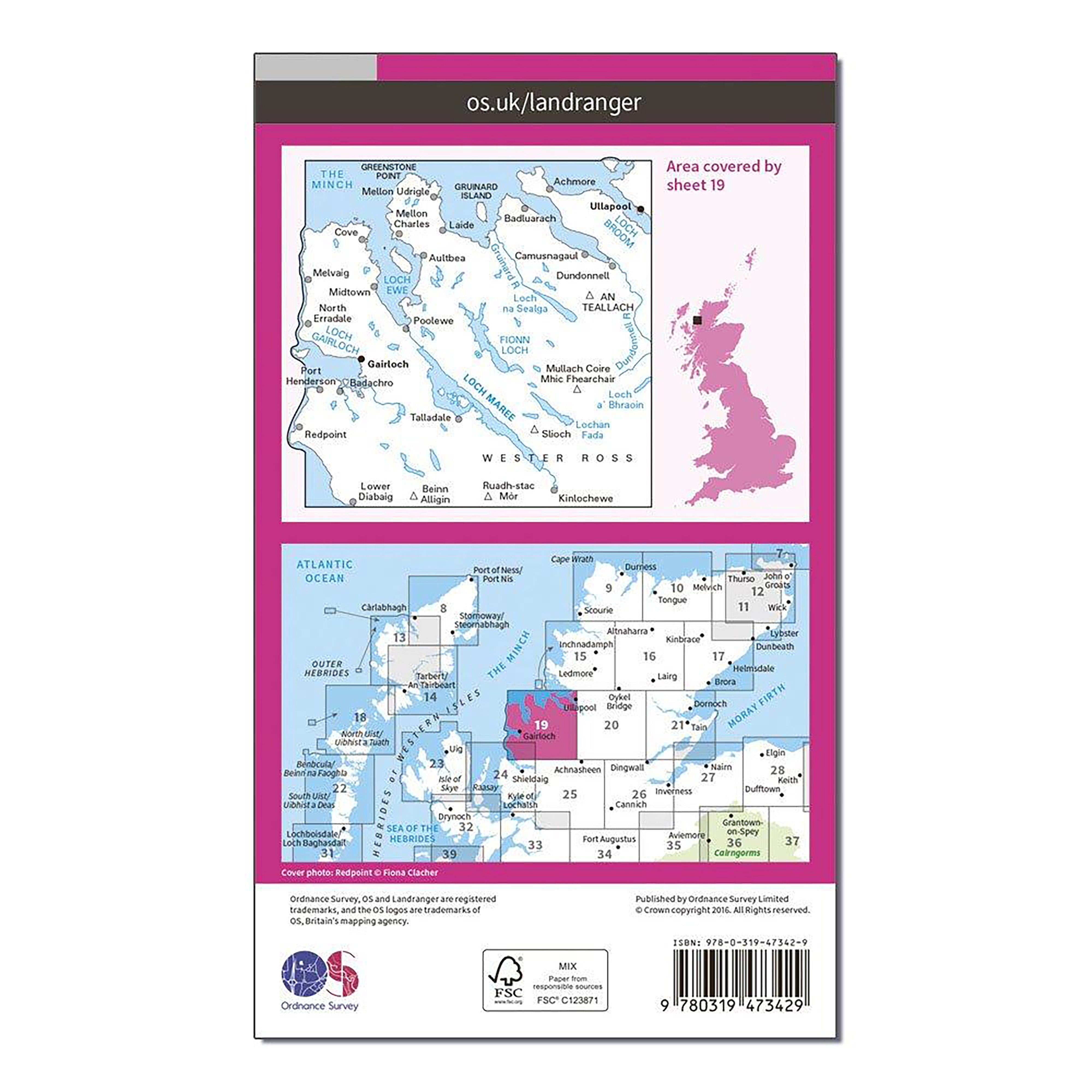 Landranger Active 19 Gairloch & Ullapool, Loch Maree Map With Digital Version