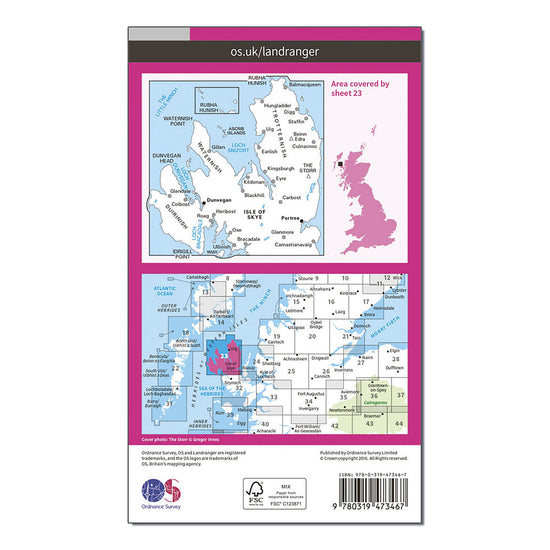 Landranger Active 23 North Skye, Dunvegan & Portree Map With Digital Version