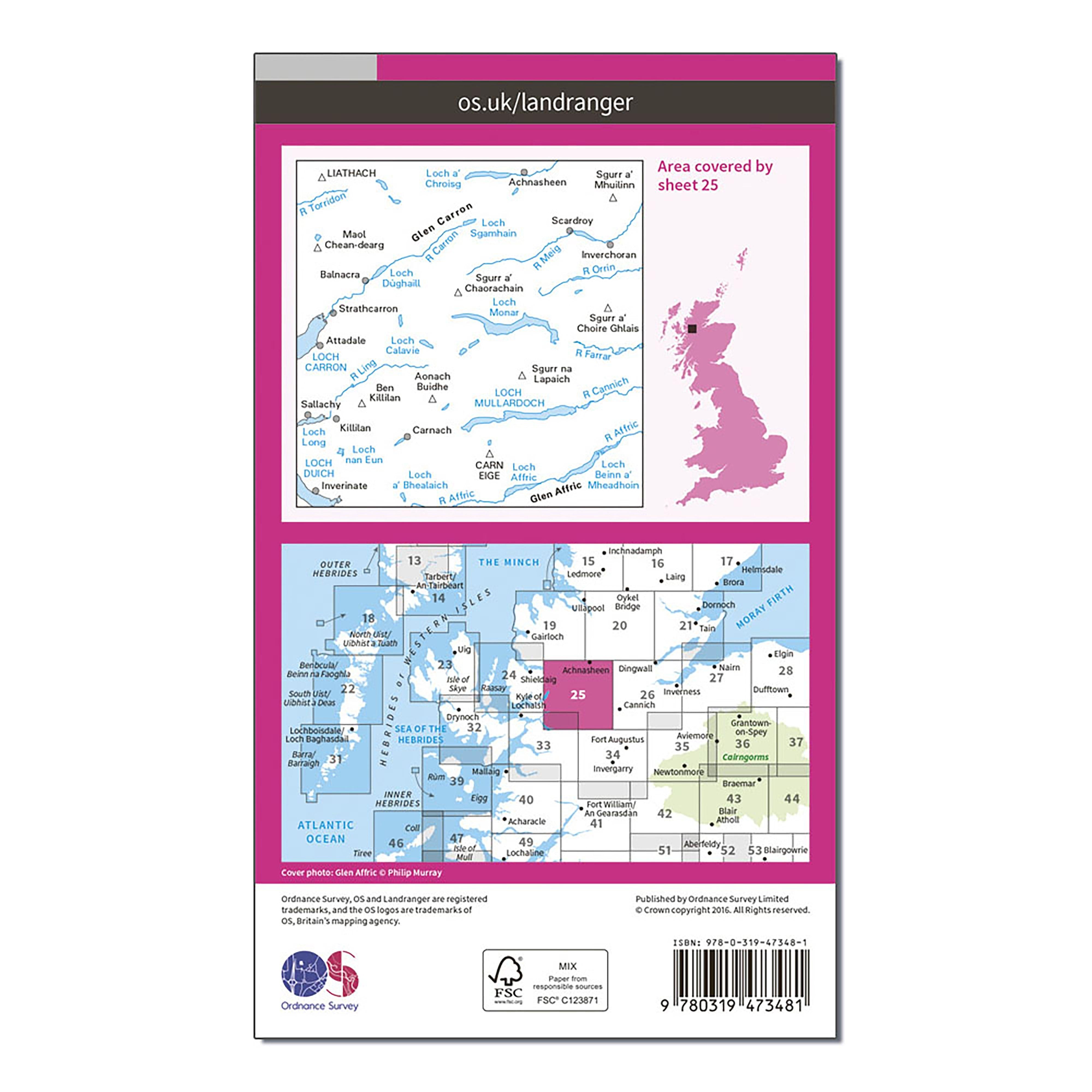 Landranger Active 25 Glen Carron & Glen Affric Map With Digital Version