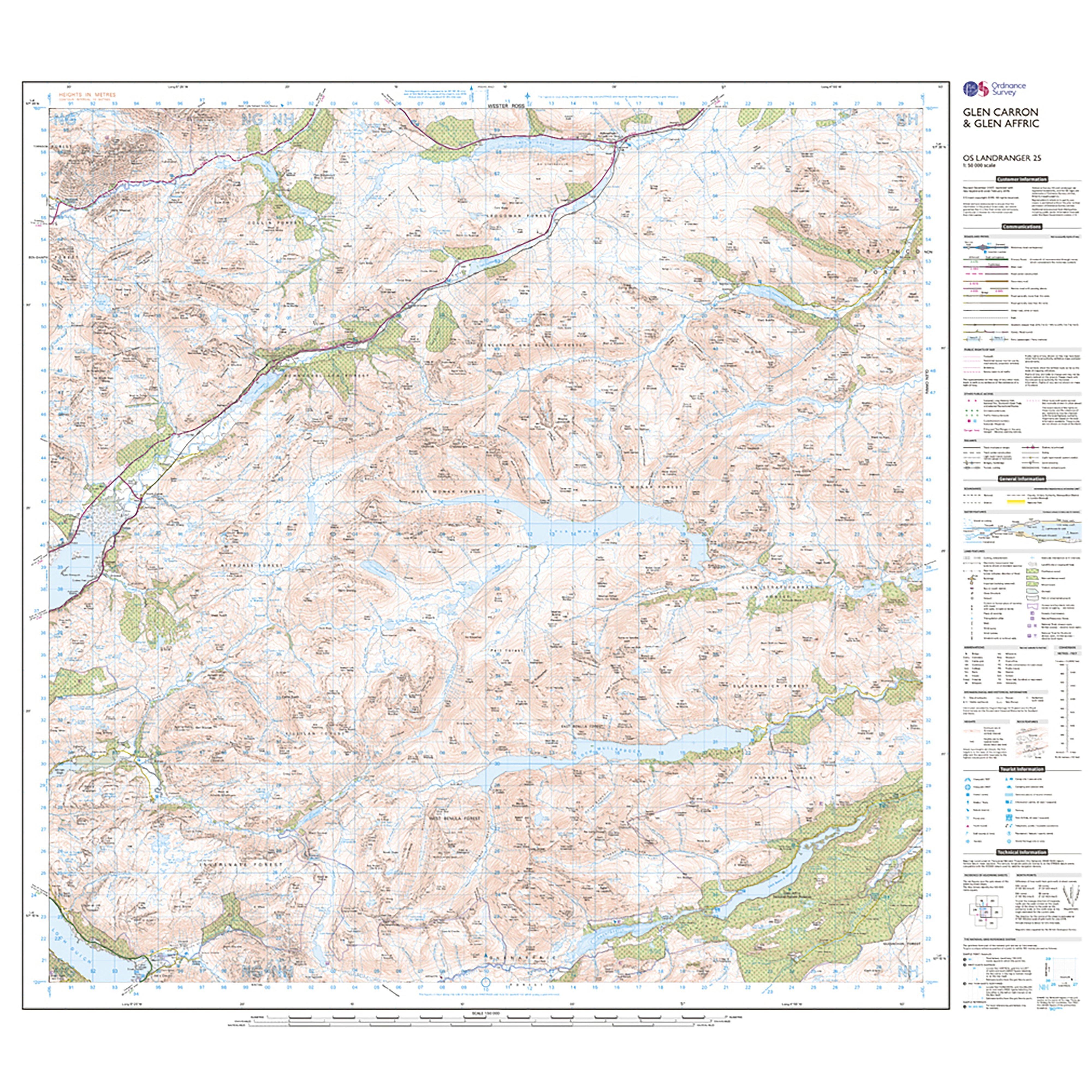 Landranger Active 25 Glen Carron & Glen Affric Map With Digital Version