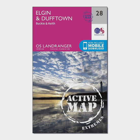 Landranger Active 28 Elgin, Dufftown, Buckie & Keith Map With Digital Version