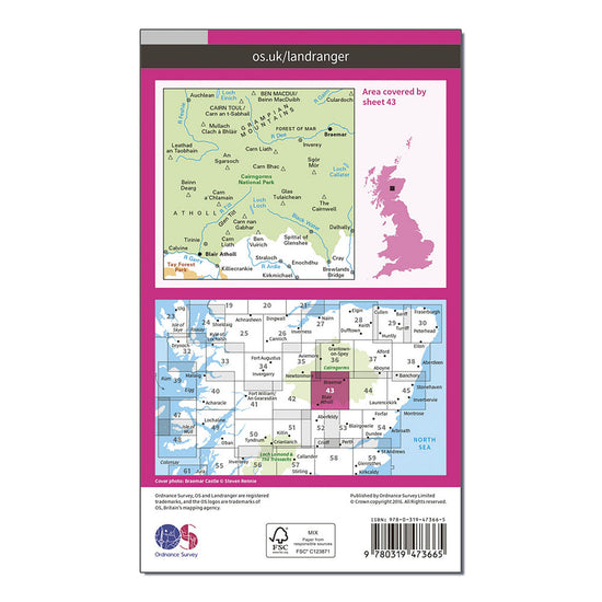 Landranger Active 43 Braemar & Blair Atholl Map With Digital Version