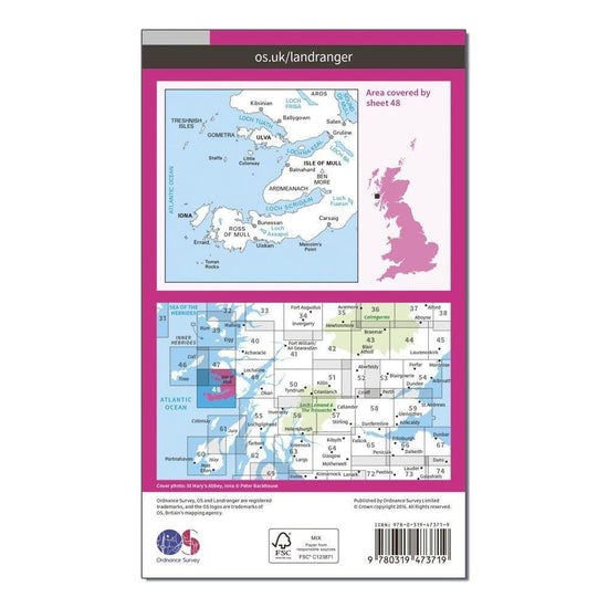 Landranger Active 48 Iona & West Mull, Ulva Map With Digital Version