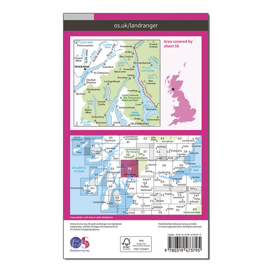 Landranger Active 56 Loch Lomond & Inveraray Map With Digital Version