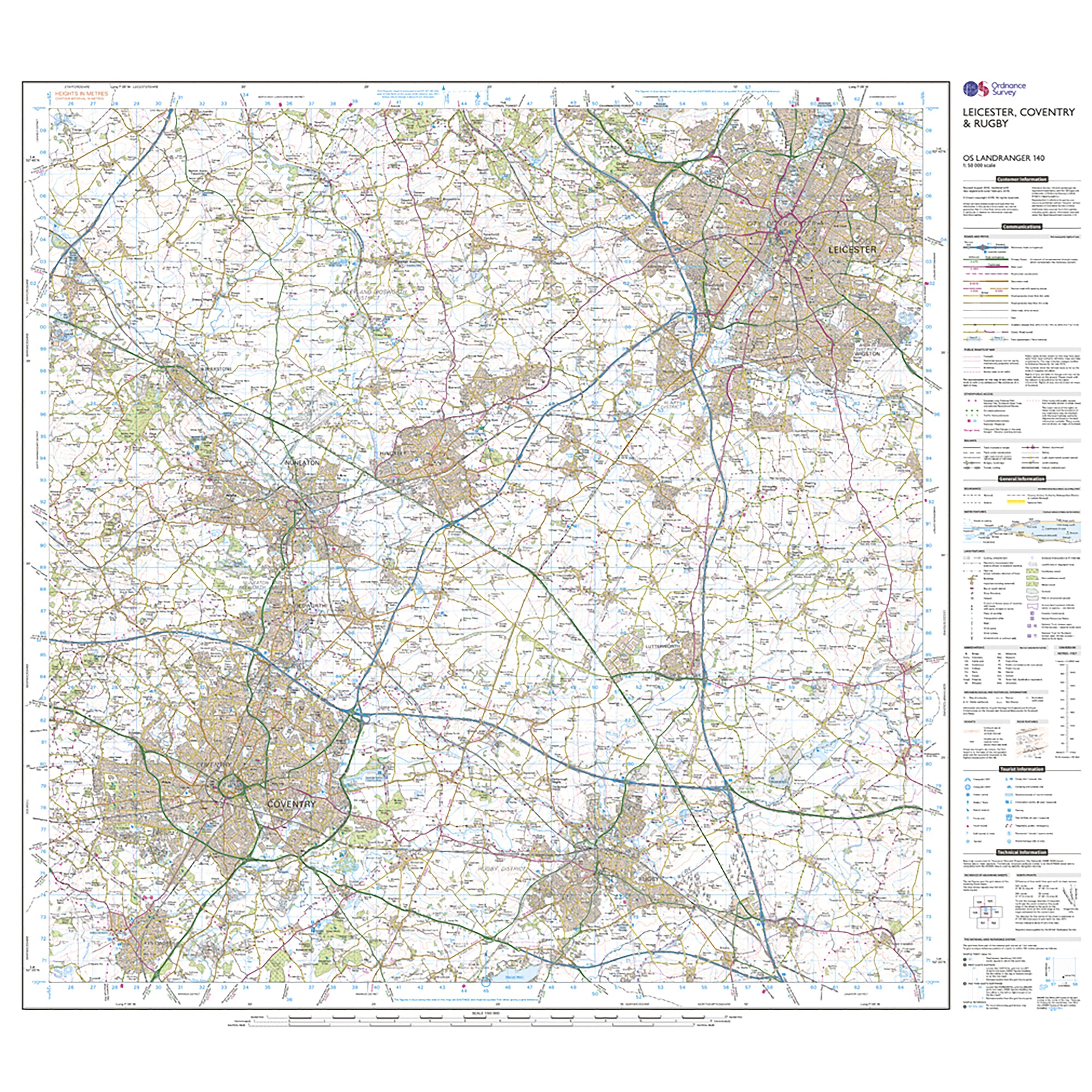 Landranger Active 140 Leicester, Coventry & Rugby Map With Digital Version