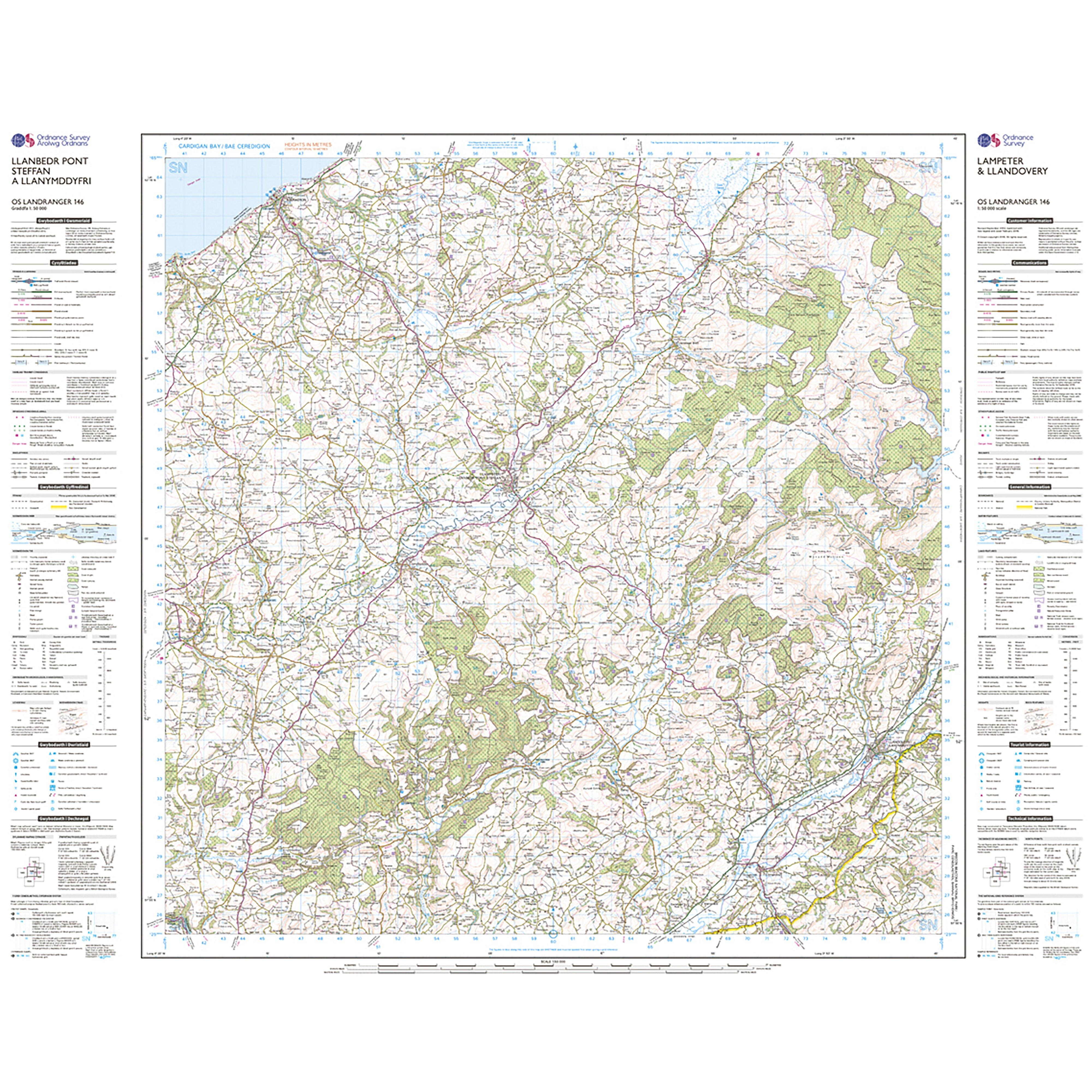 Landranger Active 146 Lampeter & Llandovery Map With Digital Version