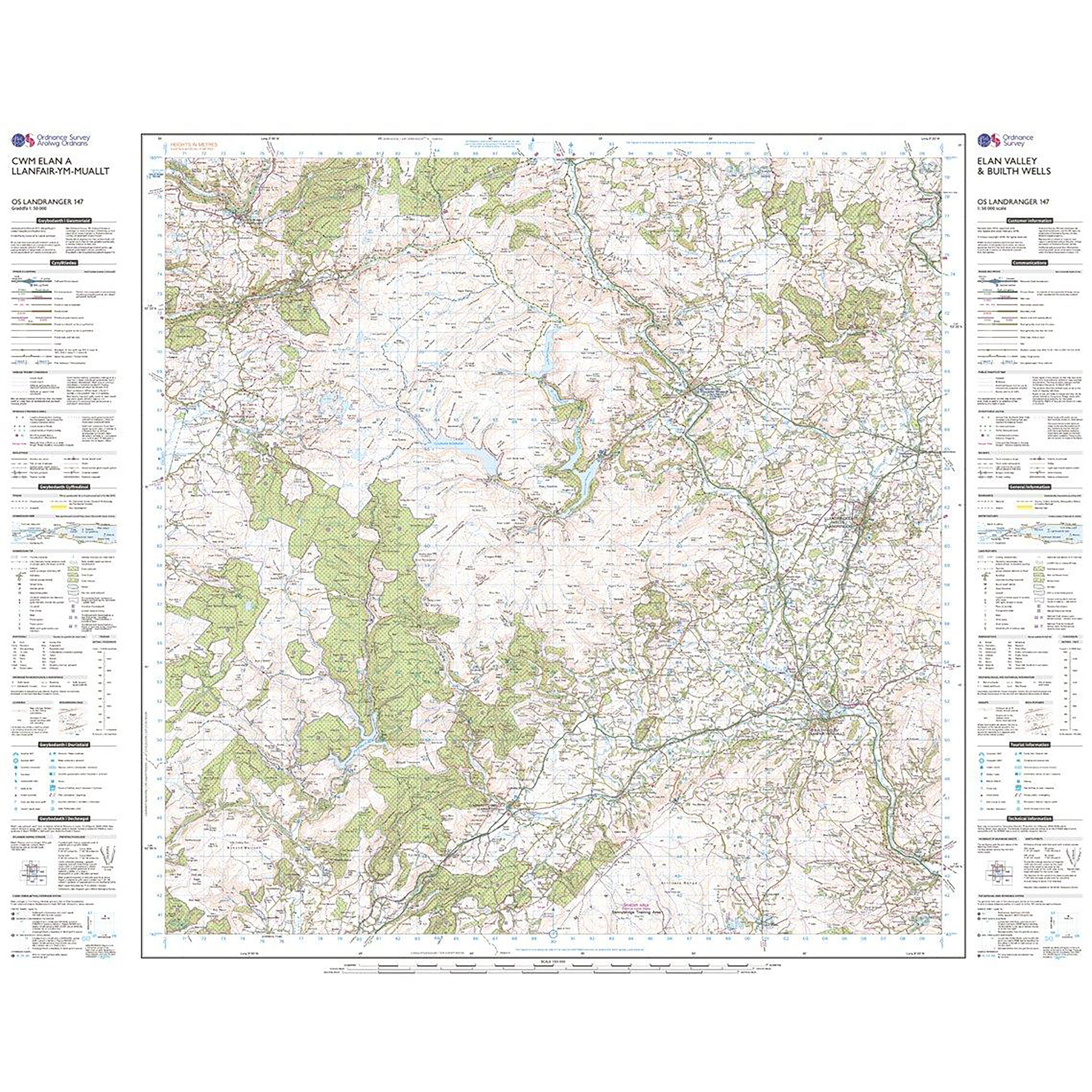 Landranger Active 147 Elan Valley & Builth Wells Map With Digital Version