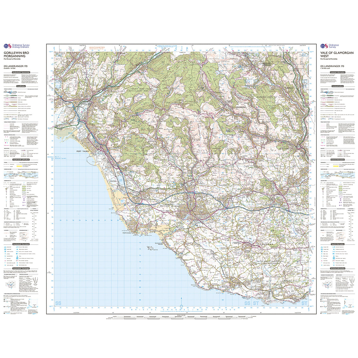 Landranger Active 170 Vale of Glamorgan, Rhondda & Porthcawl Map With Digital Version