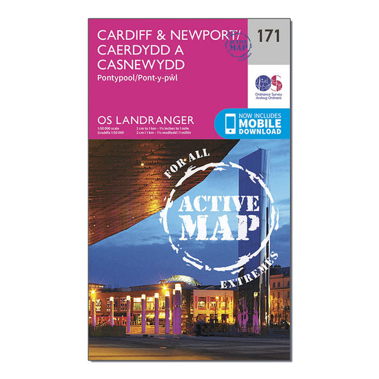 Landranger Active 171 Cardiff & Newport, Pontypool Map With Digital Version