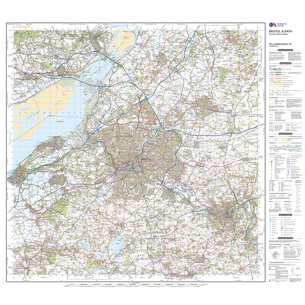 Landranger Active 172 Bristol & Bath, Thornbury & Chew Magna Map With Digital Version