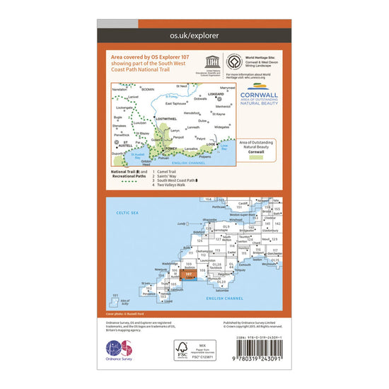 Explorer 107 St Austell & Liskeard Map With Digital Version