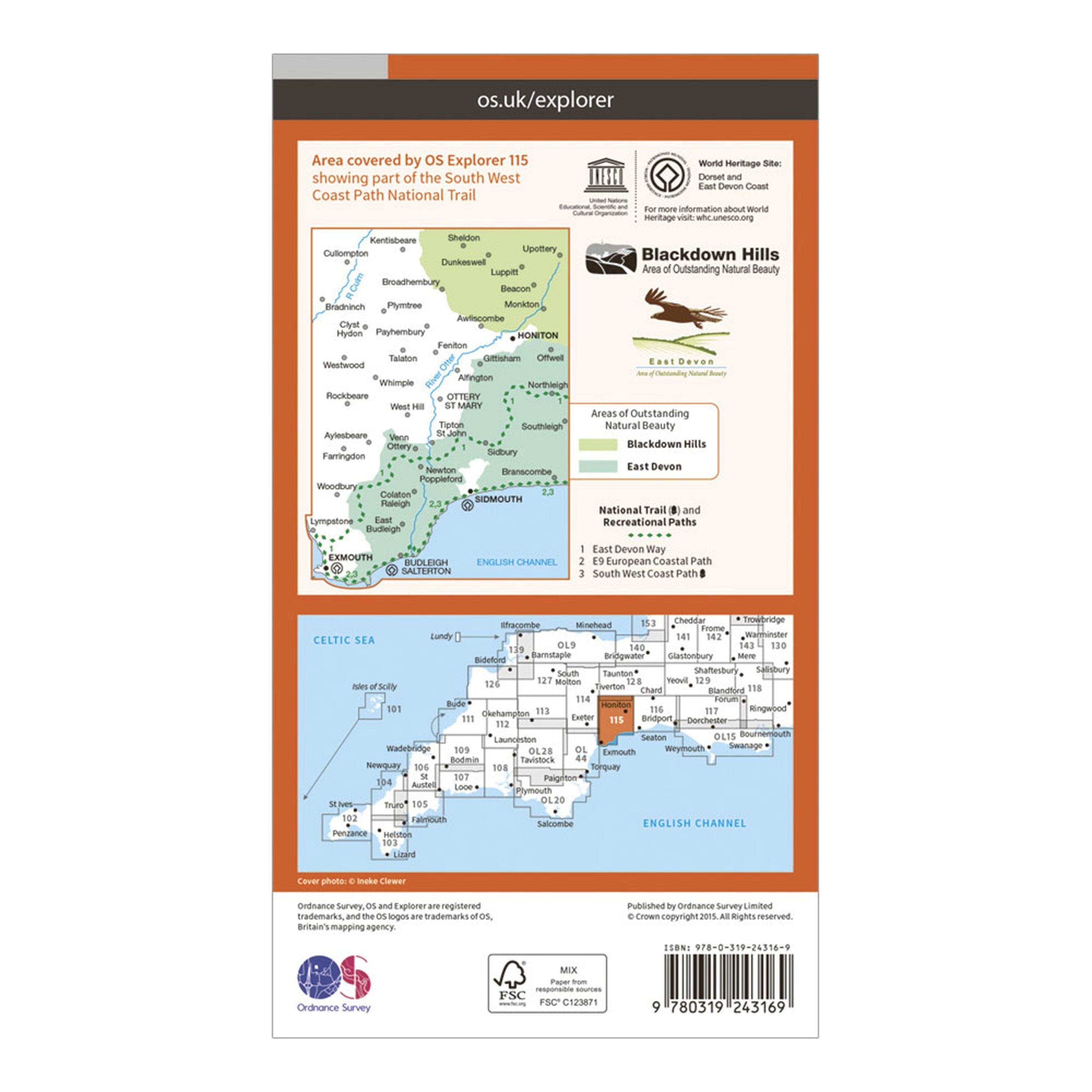 Explorer 115 Exmouth & Sidmouth Map With Digital Version