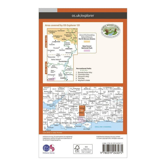 Explorer 131 Romsey, Andover & Test Valley Map With Digital Version
