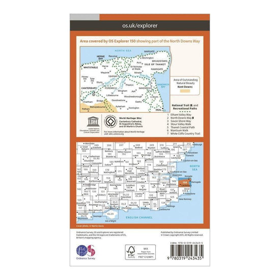 Explorer 150 Canterbury & Isle of Thanet Map With Digital Version