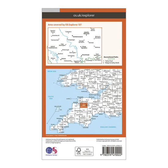 Explorer Active 127 South Molton & Chulmleigh Map With Digital Version
