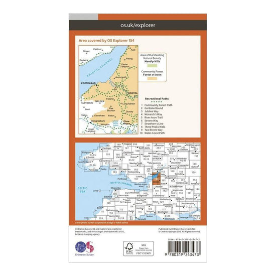 Explorer 154 Bristol West & Portishead Map With Digital Version