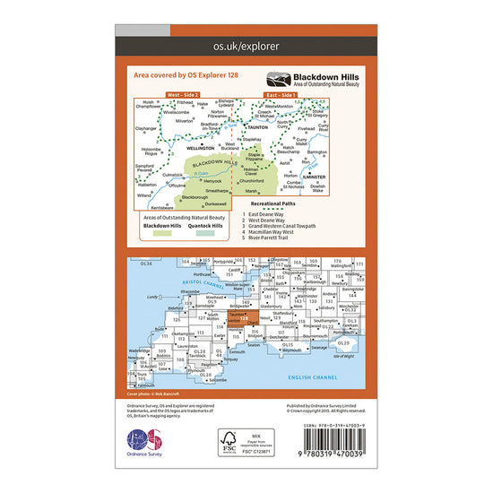Explorer Active 128 Taunton & Blackdown Hills Map With Digital Version