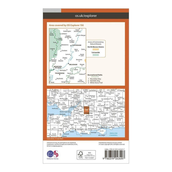 Explorer 156 Chippenham & Bradford-on-Avon Map With Digital Version