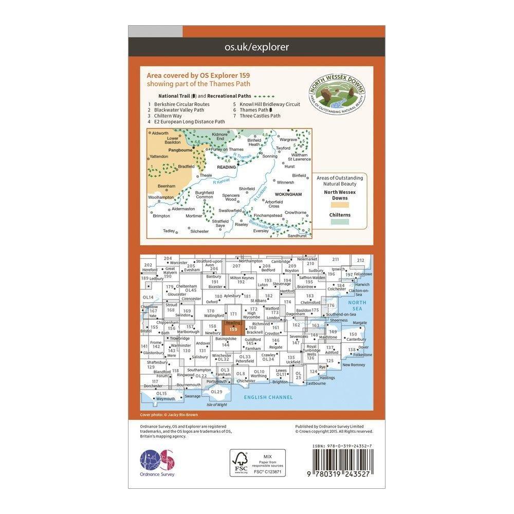Explorer 159 Reading, Wokingham & Pangbourne Map With Digital Version
