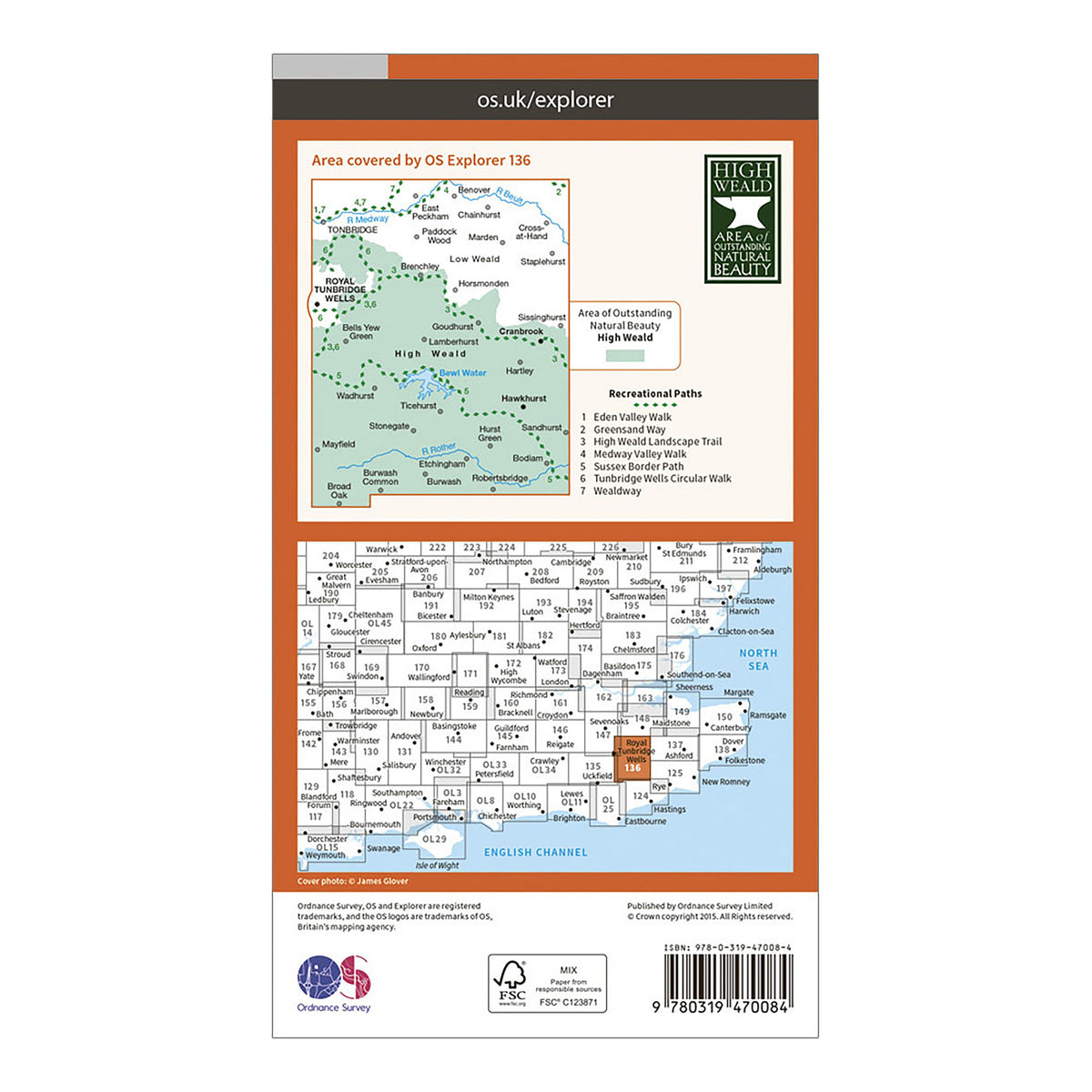 Explorer Active 136 High Weald & Royal Tunbridge Wells Map With Digital Version