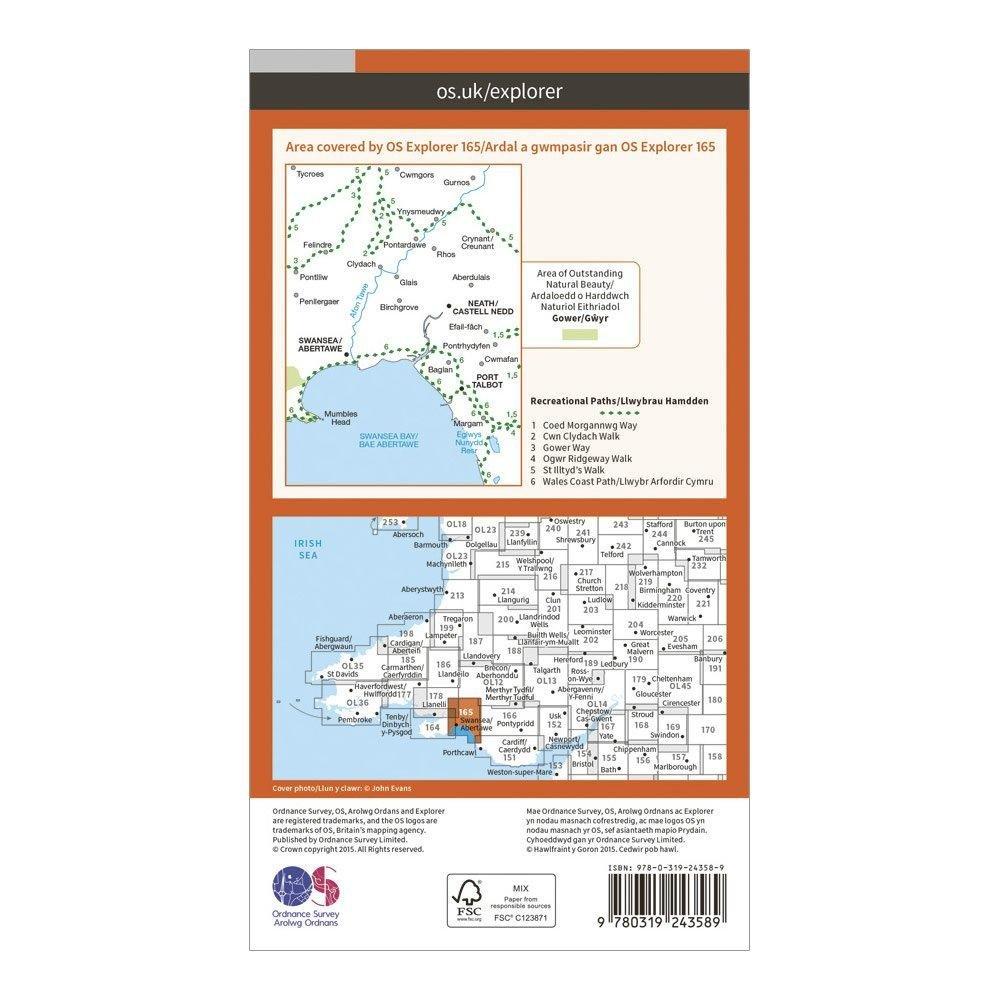 Explorer 165 Swansea, Neath & Port Talbot Map With Digital Version
