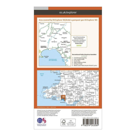 Explorer 165 Swansea, Neath & Port Talbot Map With Digital Version