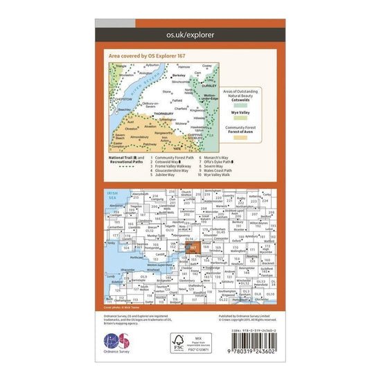 Explorer 167 Thornbury, Dursley & Yate Map With Digital Version