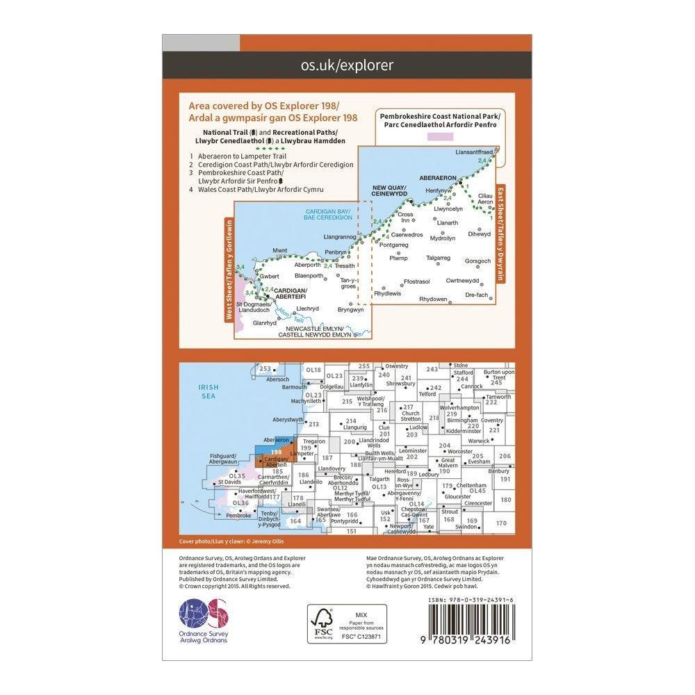 Explorer 198 Cardigan & New Quay, Aberaeron Map With Digital Version