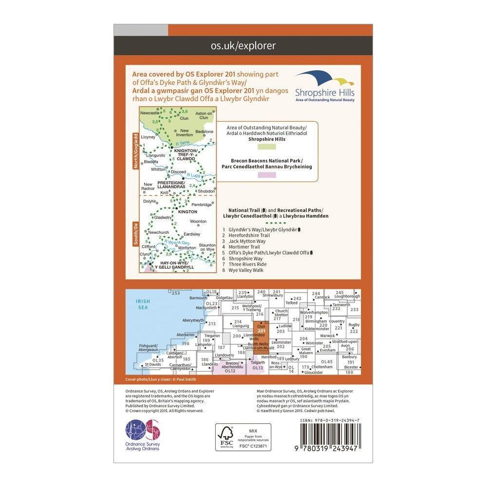 Explorer 201 Knighton & Presteigne Map With Digital Version