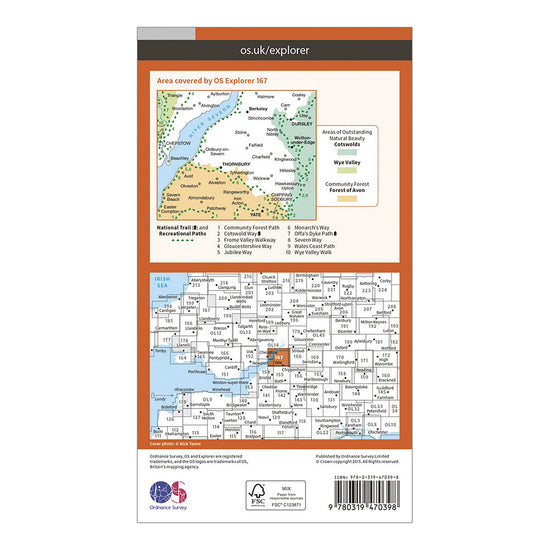 Explorer 167 Thornbury, Dursley & Yate Active Map With Digital Version