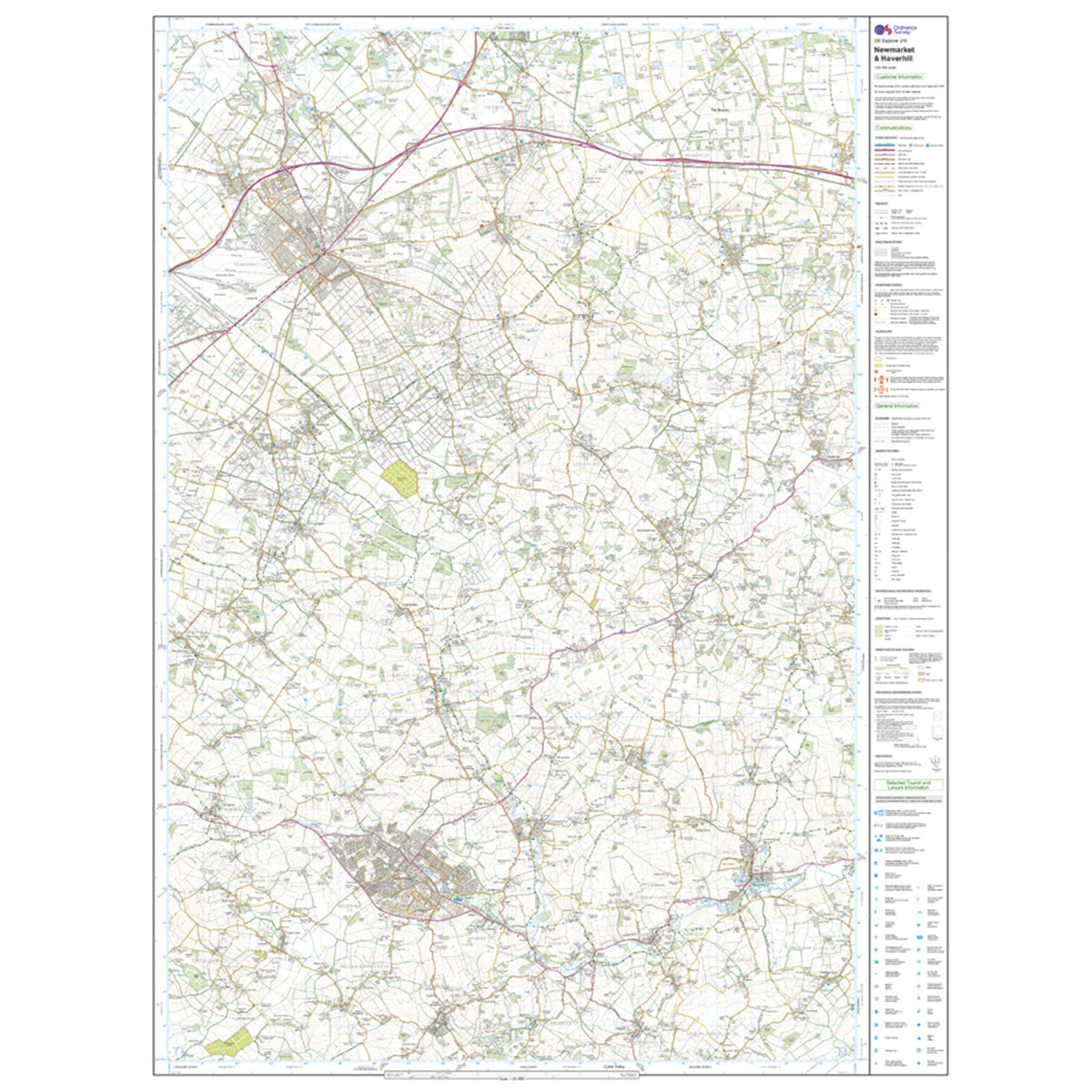 Explorer 210 Newmarket & Havehill, Barrow, Clare & Kedington Map With Digital Version