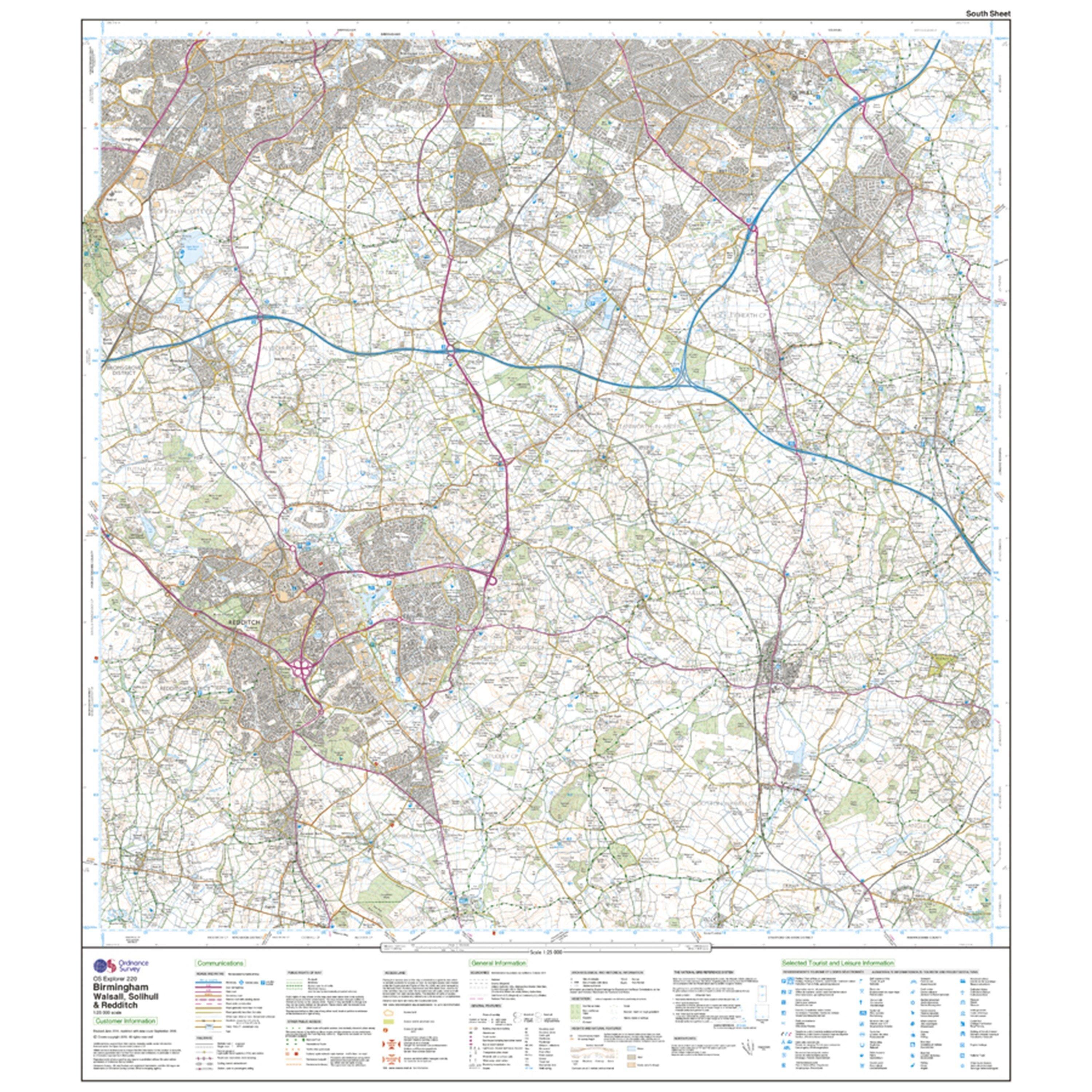 Explorer 220 Birmingham, Walsall, Solihull & Redditch Map With Digital Version