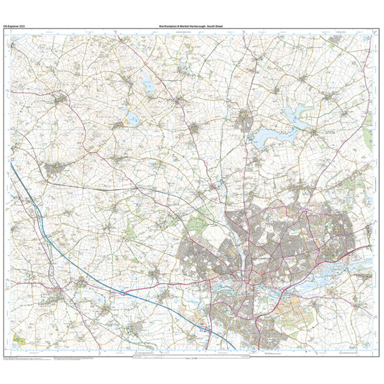 Explorer 223 Northampton, Market Harborough, Brixworth & Pitsford Water Map With Digital Version