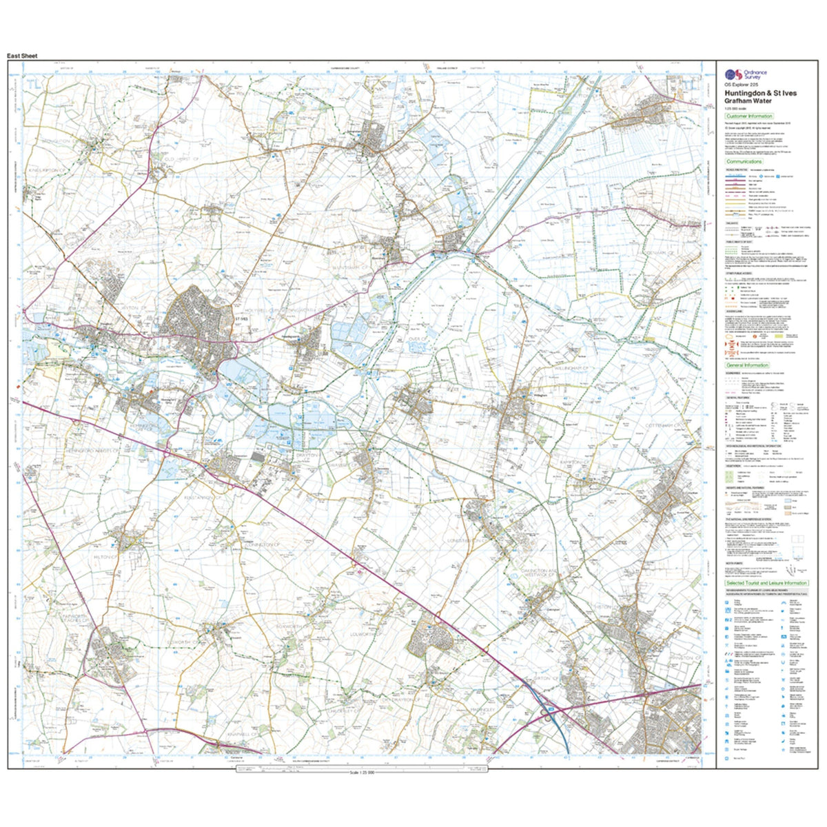 Explorer 225 Huntingdon, St Ives & Grafham Water Map With Digital Version