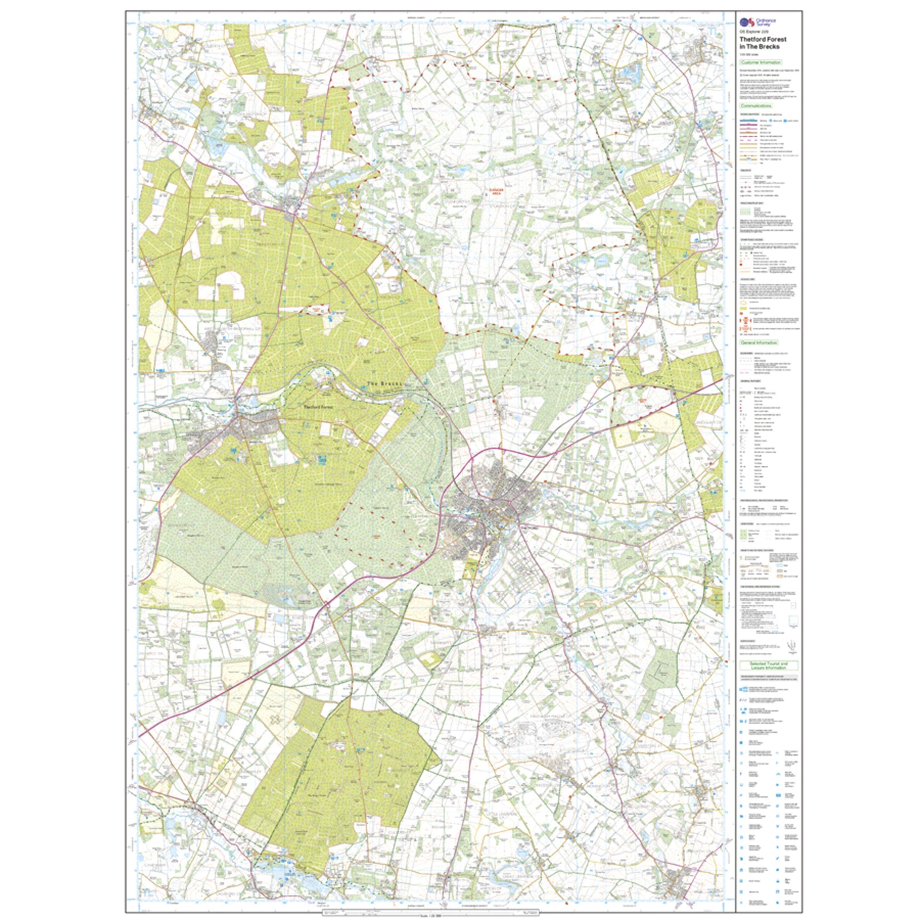 Explorer 229 Thetford Forest in the Brecks Map With Digital Version
