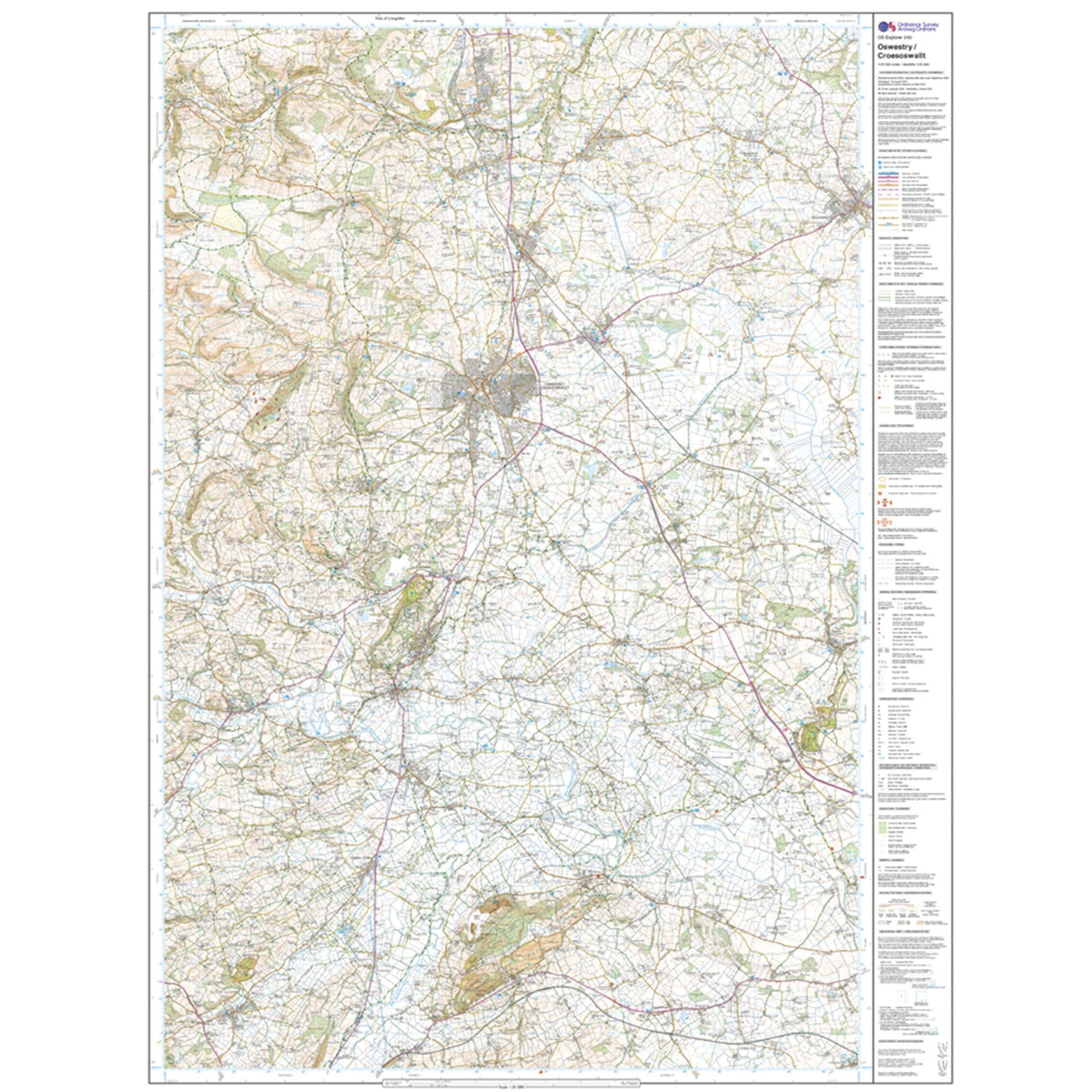 OS Explorer 240 Oswestry Map With Digital Version
