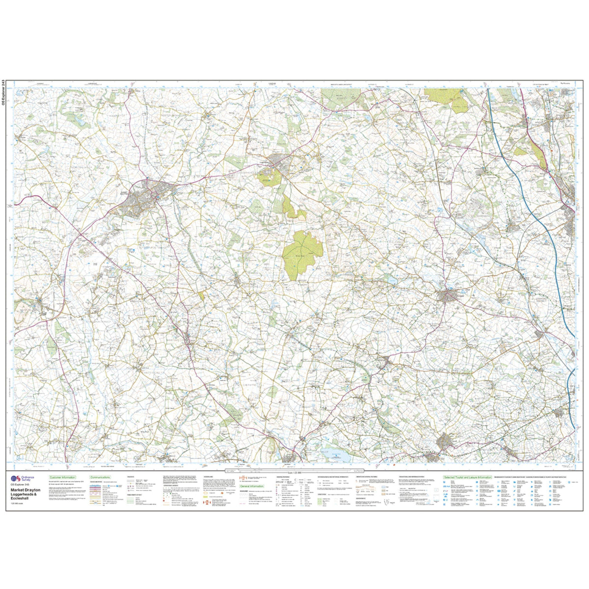 Explorer 243 Market Drayton, Loggerheads & Eccleshall Map With Digital Version