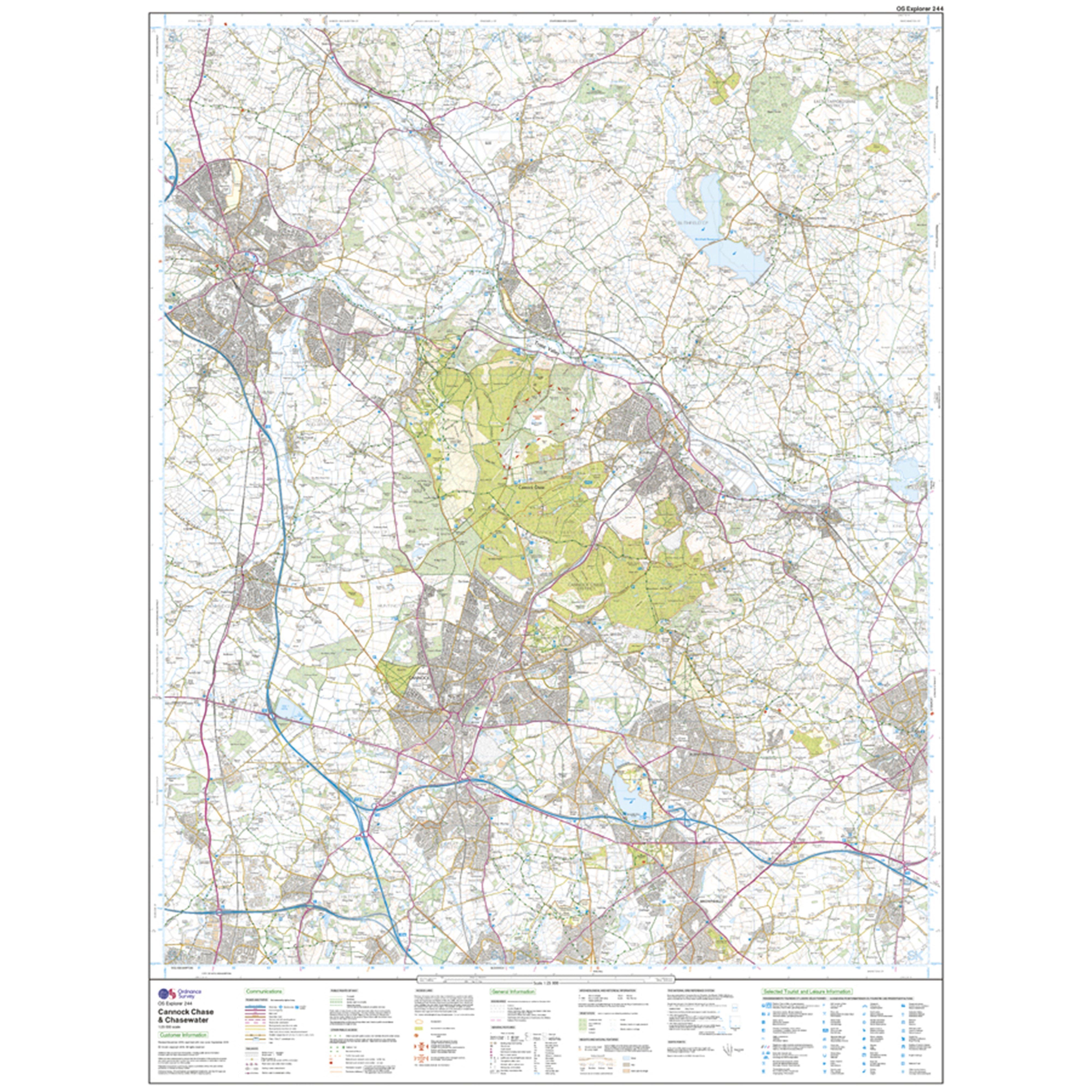 Explorer 244 Cannock Chase & Chasewater Map With Digital Version