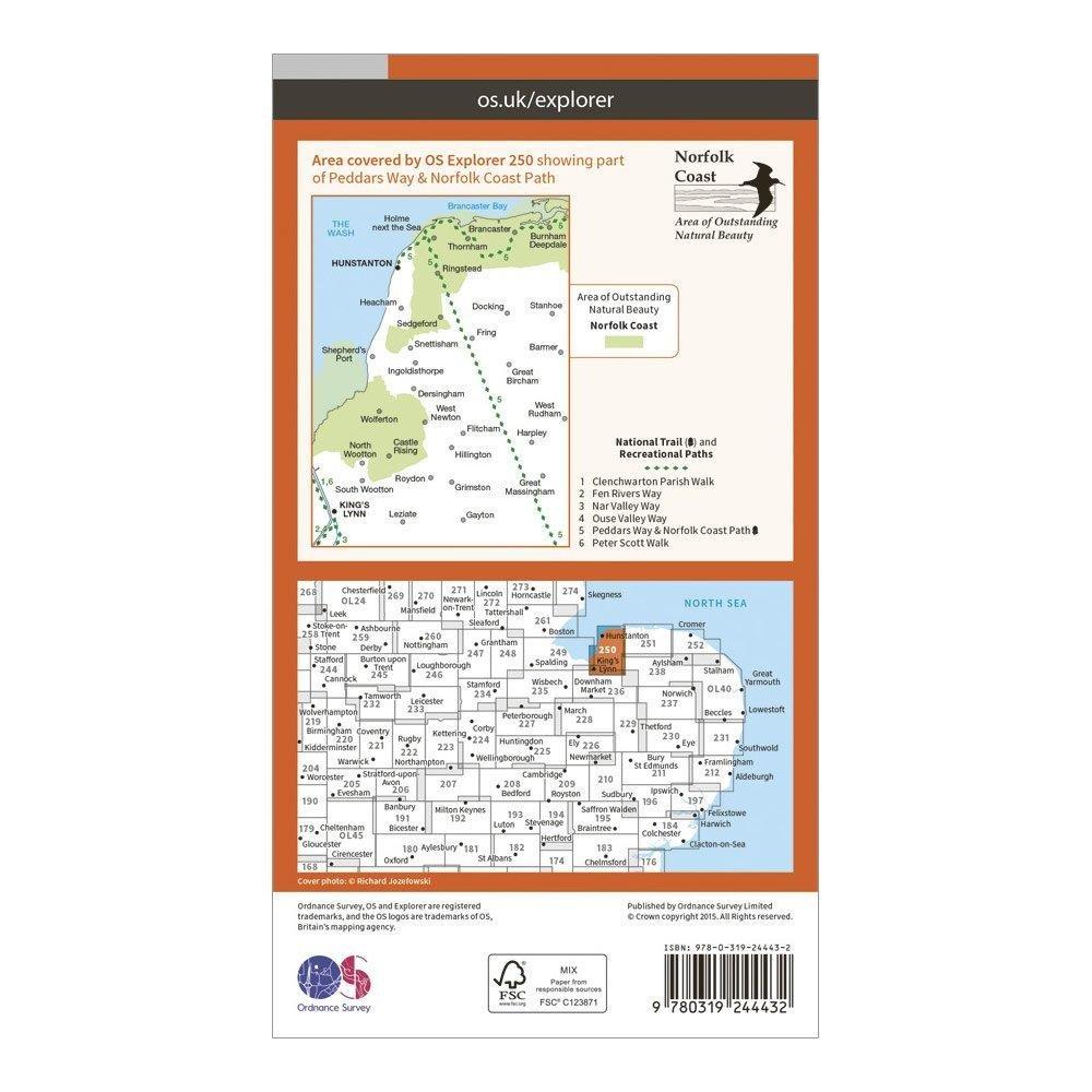 Explorer 250 Norfolk Coast West Map With Digital Version
