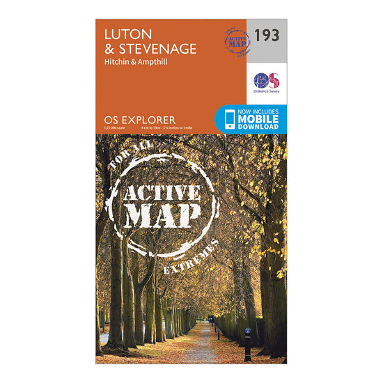 Explorer Active 193 Luton & Stevenage Map With Digital Version
