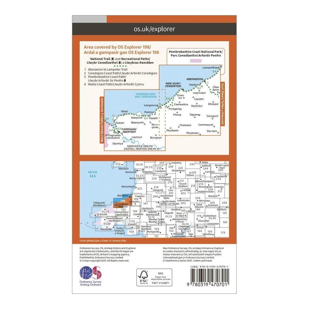 Explorer Active 198 Cardigan & New Quay Map With Digital Version