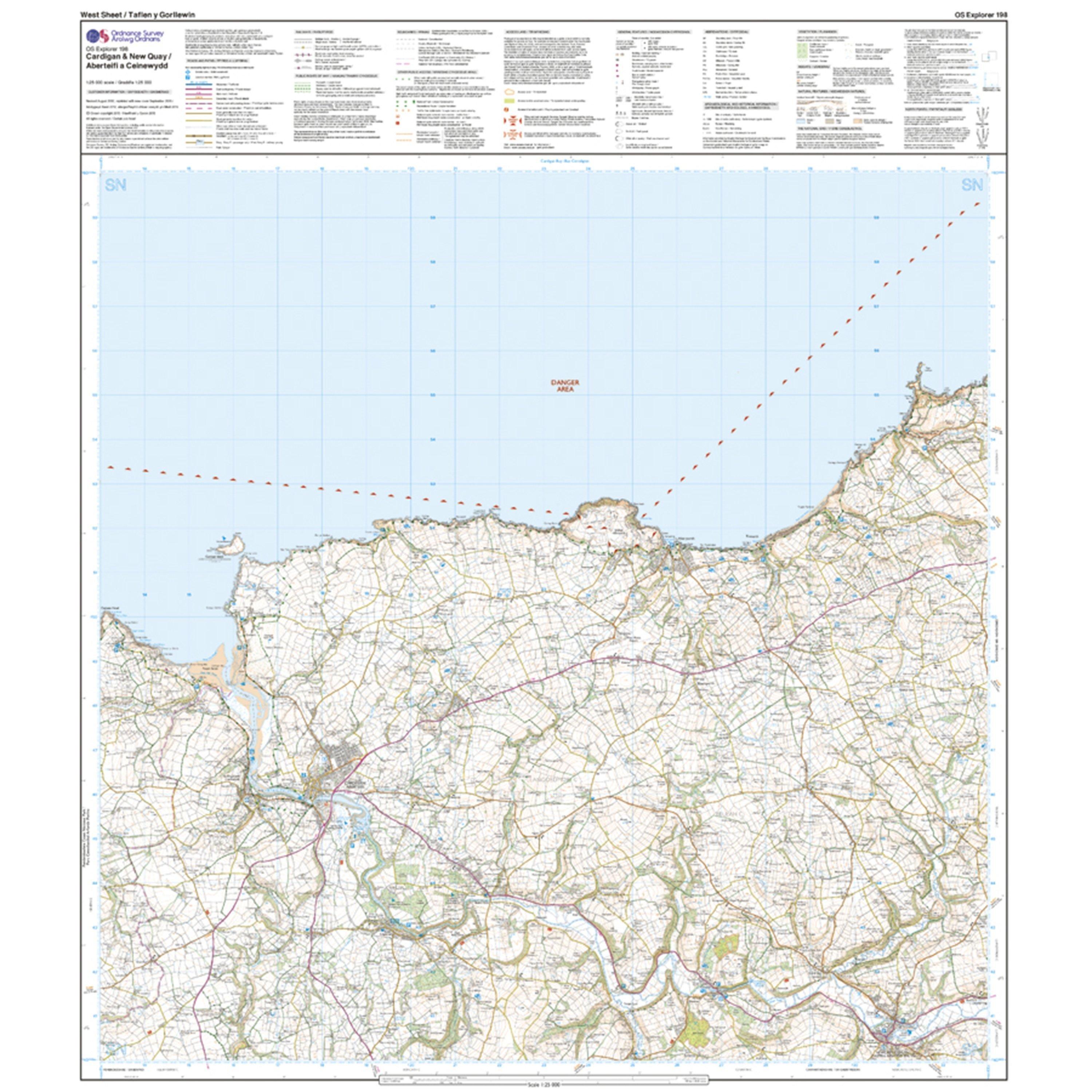 Explorer Active 198 Cardigan & New Quay Map With Digital Version