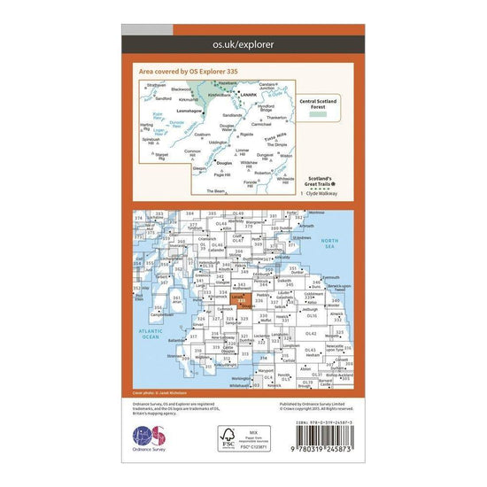 Explorer 335 Lanark & Tinto Hills Map With Digital Version