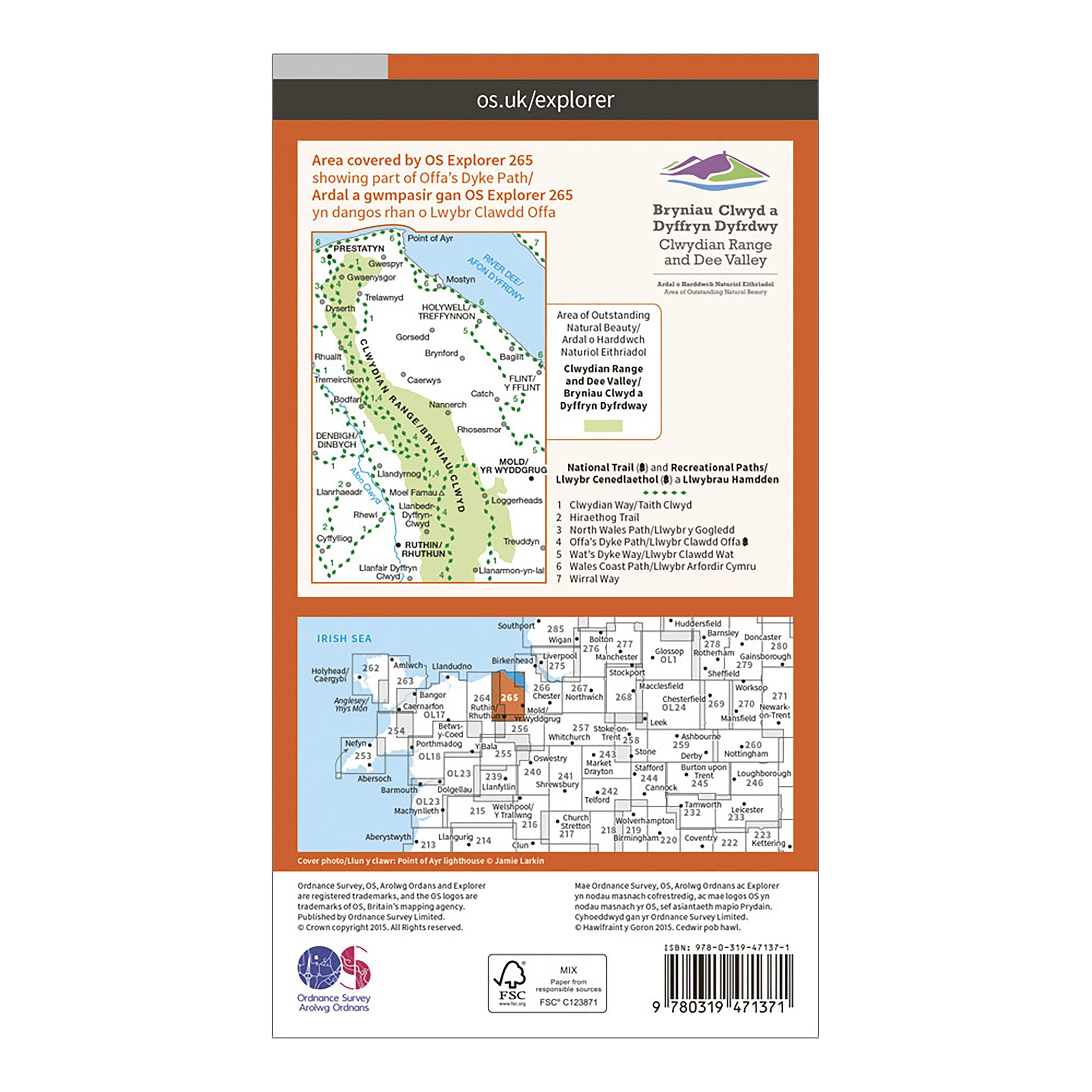 Explorer Active 265 Clwydian Range, Prestatyn, Mold & Ruthin Map With Digital Version
