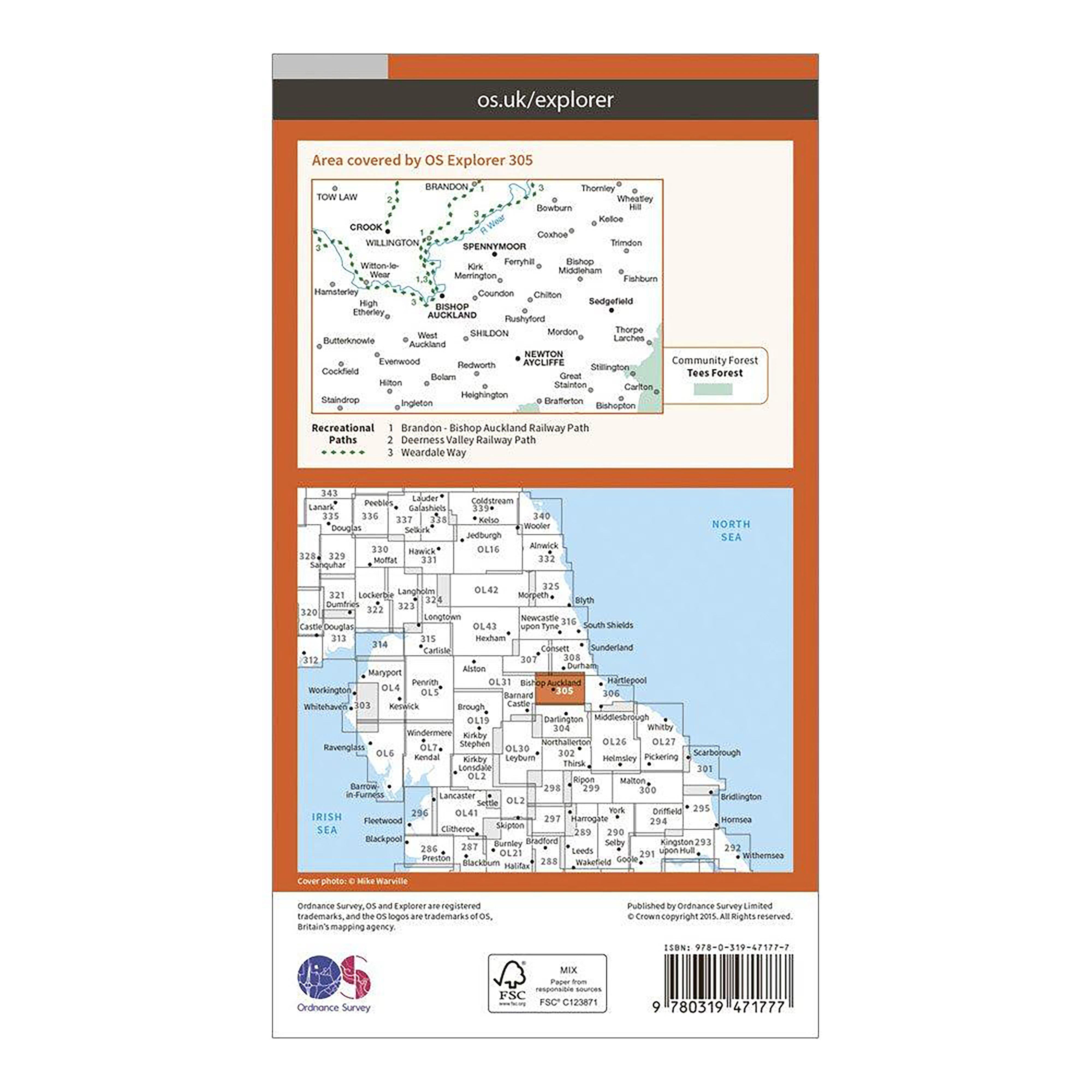 Explorer Active 305 Bishop Auckland Map With Digital Version