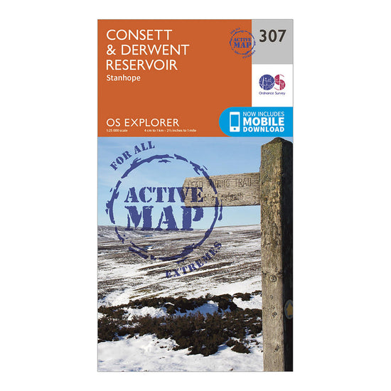 Explorer Active 307 Consett & Derwent Reservoir Map With Digital Version