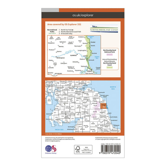 Explorer Active 332 Alnwick & Amble Map With Digital Version