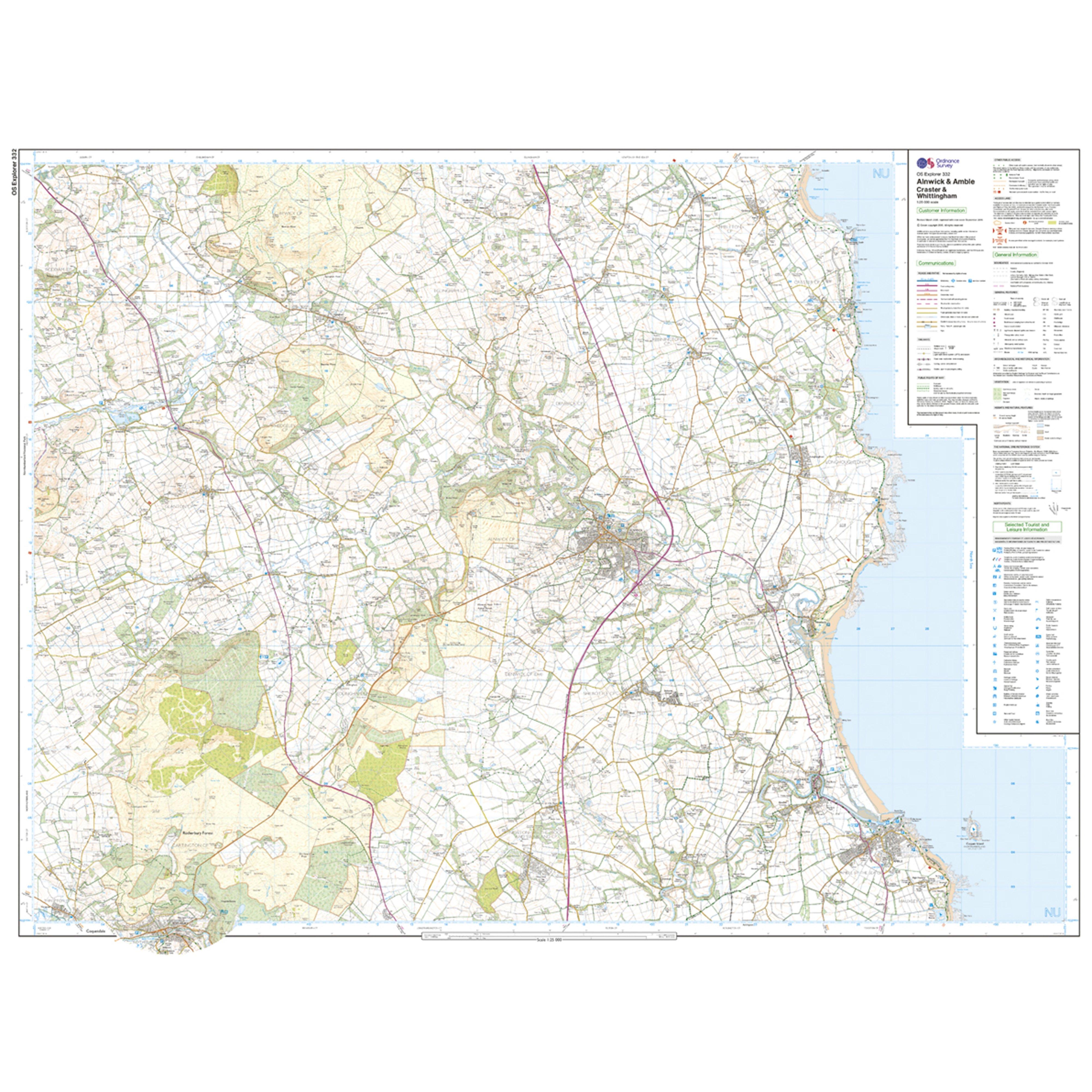 Explorer Active 332 Alnwick & Amble Map With Digital Version