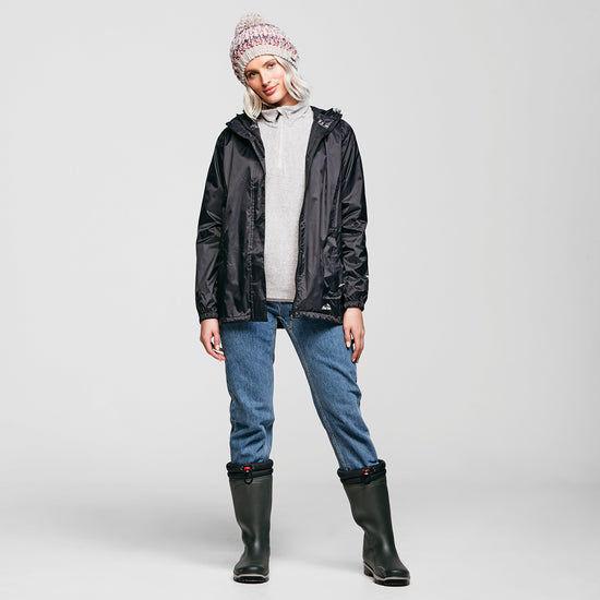 Womens Packable Hooded Jacket Black